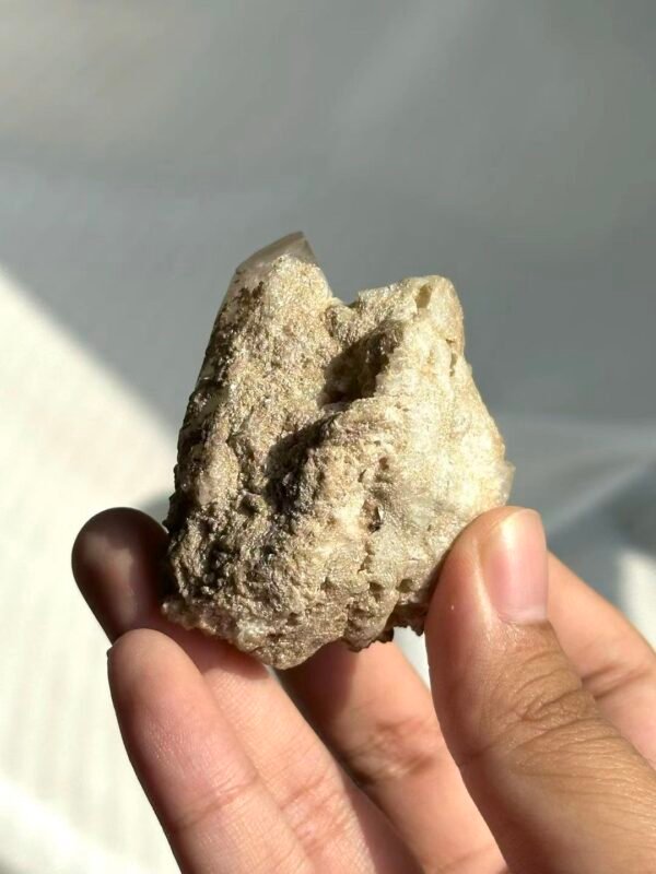 Intergrown Himalayan Crystal with Platinum-White Calcite, Fine Sparkling Mica & Small Green Ore  15F