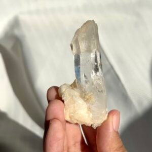 Transparent Sculptural Himalayan Single Crystal with White Calcite Symbiosis 11F