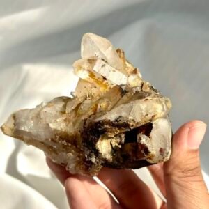 Himalayan Crystal Cluster with Epiphytic Brown Ore Rind (Tibetan Origin)  14C