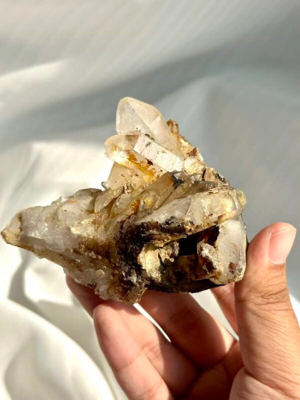 Himalayan Crystal Cluster with Epiphytic Brown Ore Rind (Tibetan Origin)  14C