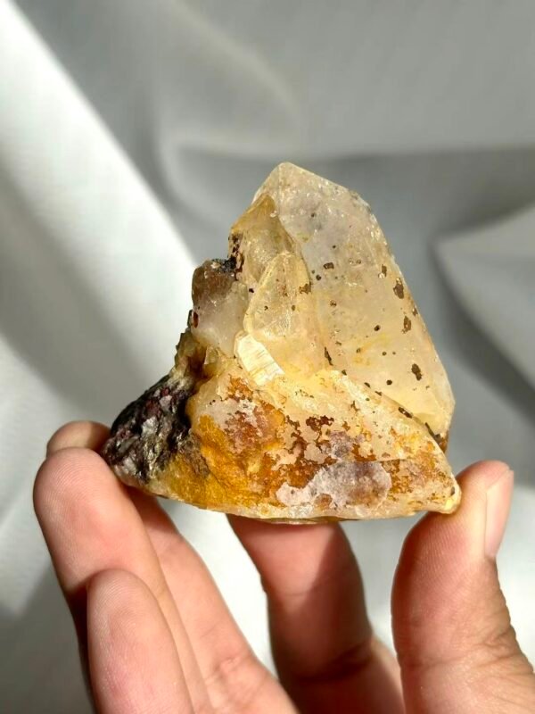 1b0044d69ab4b420145b63864202e6ed Yellow Rubber Flower Crystal with Limonite Intergrowth - Himalayan Tibetan Mine Origin 12H