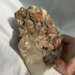 Tibetan Himalayan crystal and rose calcite symbiotic ornaments  09B