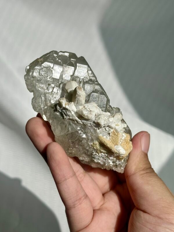 Himalayan stacked growth black sharp titanium feldspar symbiotic crystal  09G