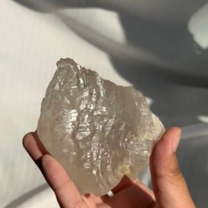 Himalayan Crystal Palm Stone | White Translucent with Deep Mountain Veins 16H