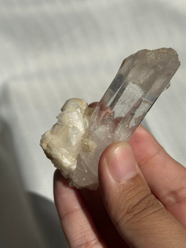 Transparent Sculptural Himalayan Single Crystal with White Calcite Symbiosis  11F