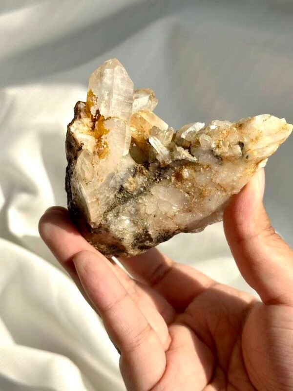 Himalayan Crystal Cluster with Epiphytic Brown Ore Rind (Tibetan Origin)  14C