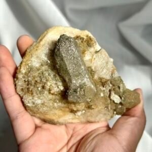 Tibetan Green Phantom Himalayan Crystal Cluster with Buddha's Top & Sparkling Crystal Druse Base 12F