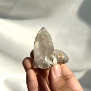 Transparent White Himalayan Crystal with Golden-Red Rutile Inclusions 14N
