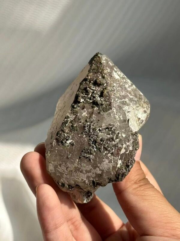 Himalayan Crystal: Symbiosis of Silver-Gray Limonite & Muscovite with Unique Veins  14D