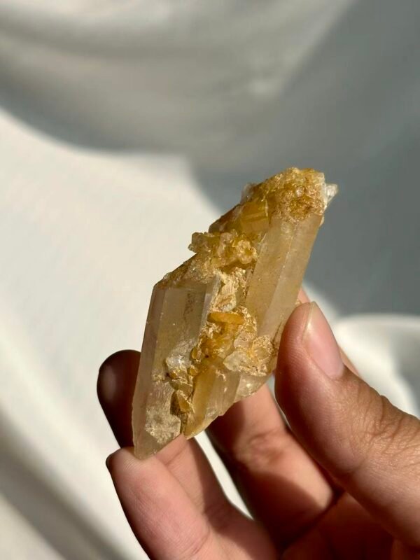 Himalayan Mini Sculptural Crystal with Golden Crystal Blossom Epitaxy  15H