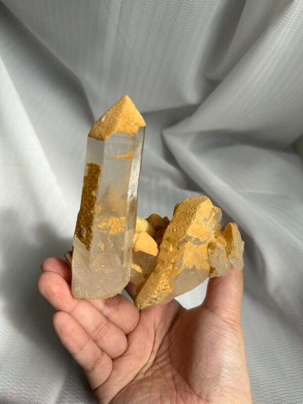 4b7b6038e87c308ec39fa24f4bbe5064 Himalayan Crystal Cluster with Special Desert Rainbow Mineral Epitaxial Coating 11L