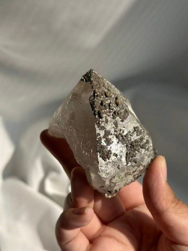 Himalayan Crystal: Symbiosis of Silver-Gray Limonite & Muscovite with Unique Veins  14D