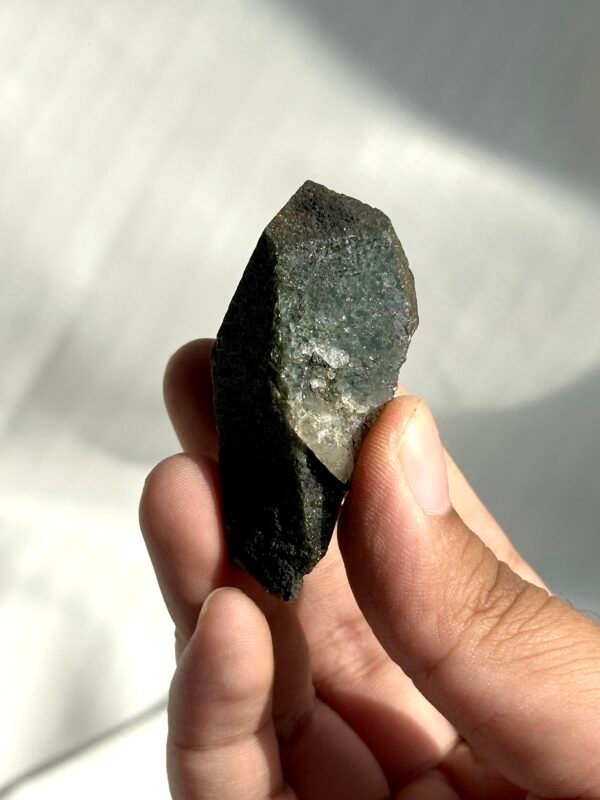 Small Single Himalayan Crystal (from Tibetan Mining Areas) with Enclosed Deep Green Phantom Quartz  14I