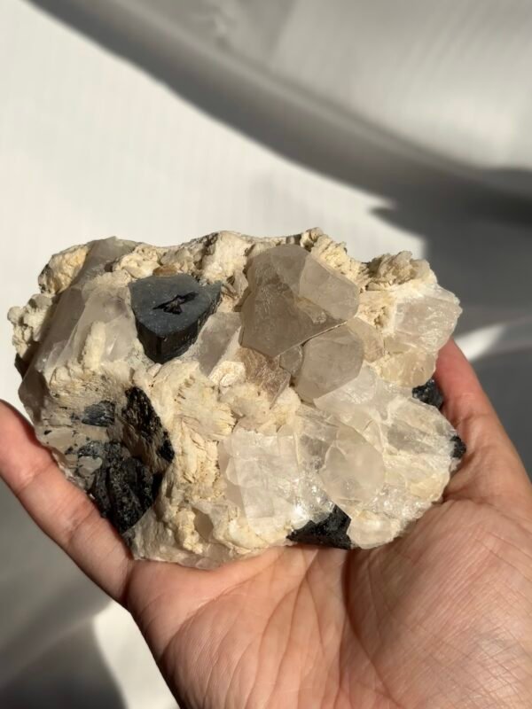 Himalayan Silver Mica, Feldspar & Black Tourmaline Crystal Cluster  16J