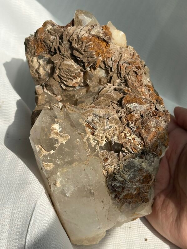 6c92d2aacbc9dccdb932cc7665a4e565 Tibetan Himalayan crystal and rose calcite symbiotic ornaments 09B