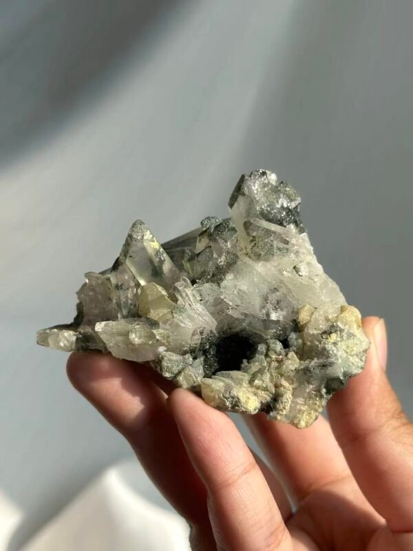 6cd48491f0915713b1931838ba6a47e1 Green Phantom-Calcite Intergrown Himalayan Crystal Cluster 15D