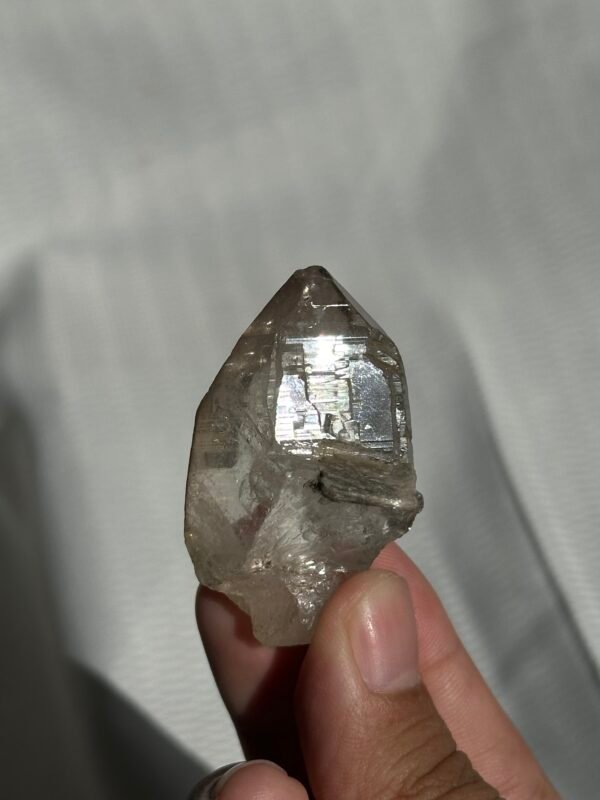 Transparent Small Himalayan Single Crystal with Lamellar Silver Mica Symbiosis  11E