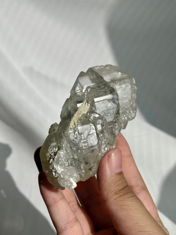 Himalayan stacked growth black sharp titanium feldspar symbiotic crystal  09G