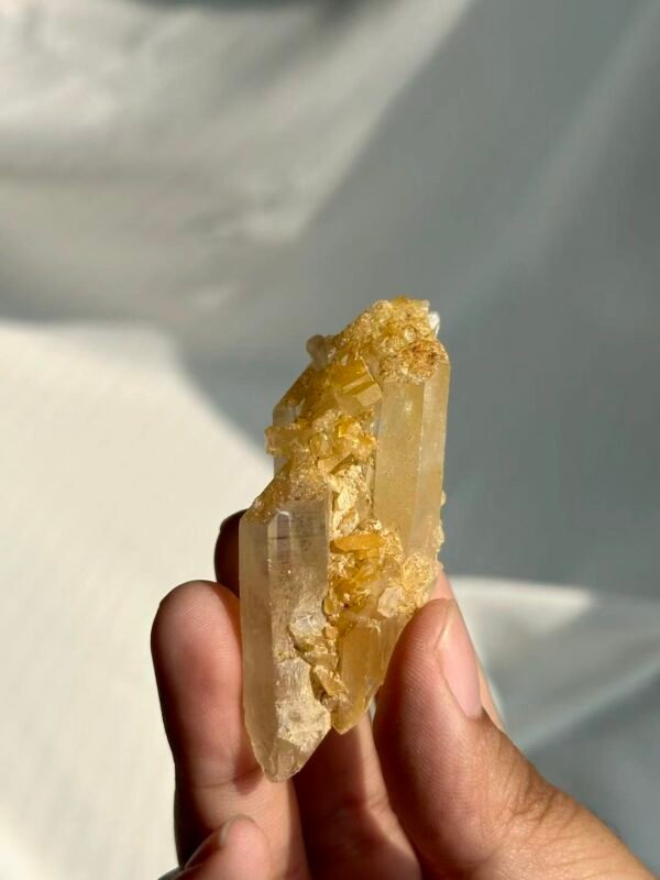Himalayan Mini Sculptural Crystal with Golden Crystal Blossom Epitaxy  15H
