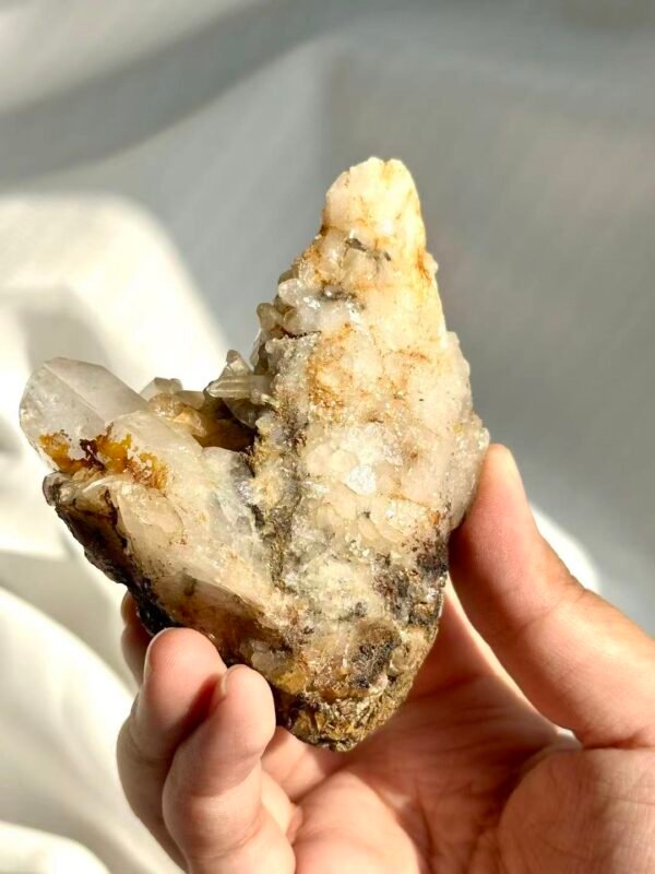 Himalayan Crystal Cluster with Epiphytic Brown Ore Rind (Tibetan Origin)  14C