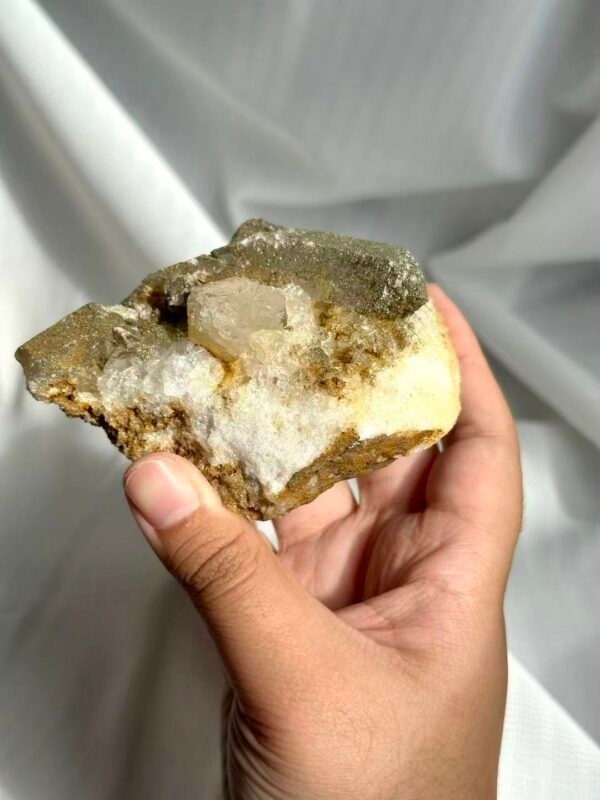 Tibetan Green Phantom Himalayan Crystal Cluster with Buddha's Top & Sparkling Crystal Druse Base  12F