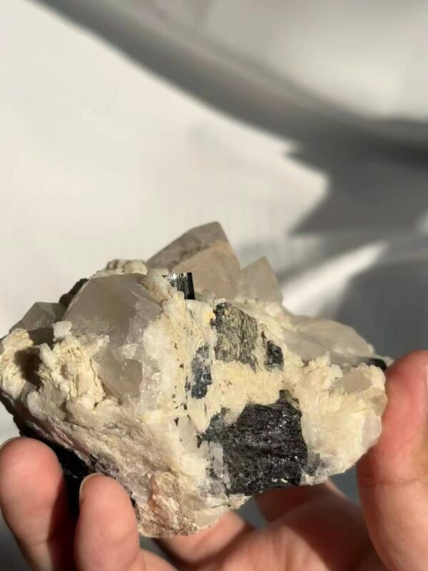 Himalayan Silver Mica, Feldspar & Black Tourmaline Crystal Cluster  16J