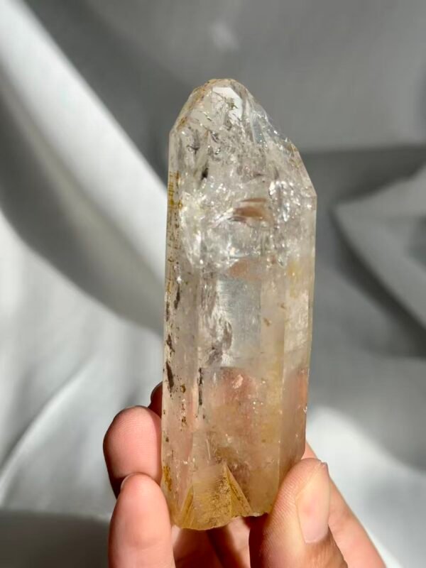 White Translucent Flashy Himalayan Crystal Palm Stone  12B