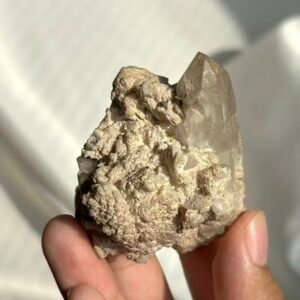 Intergrown Himalayan Crystal with Platinum-White Calcite, Fine Sparkling Mica & Small Green Ore  15F