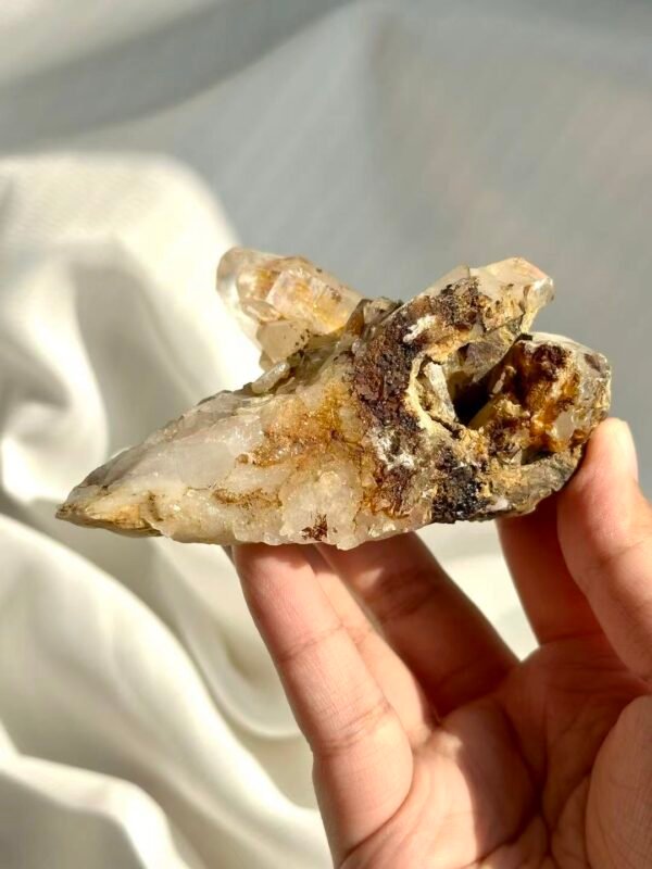 Himalayan Crystal Cluster with Epiphytic Brown Ore Rind (Tibetan Origin)  14C