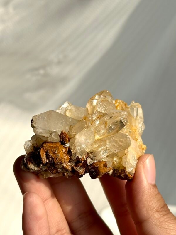 Champagne-Hued Himalayan Crystal Cluster with Siderite Intergrowth  15J