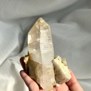 Himalayan Crystal with White Square Feldspar Symbiosis  13I
