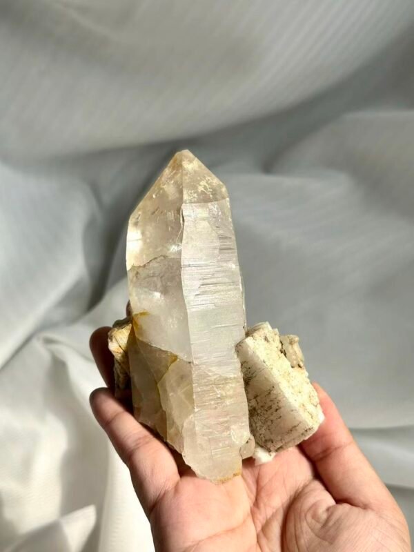 8ecbaface3d5ad6497e3e9b861a5513a Himalayan Crystal with White Square Feldspar Symbiosis 13I