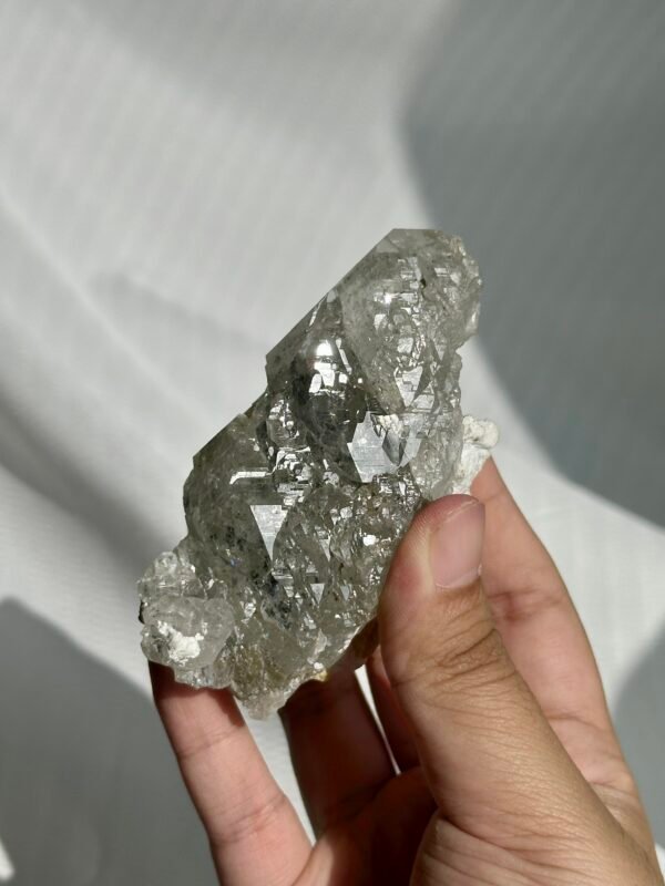 Himalayan stacked growth black sharp titanium feldspar symbiotic crystal  09G