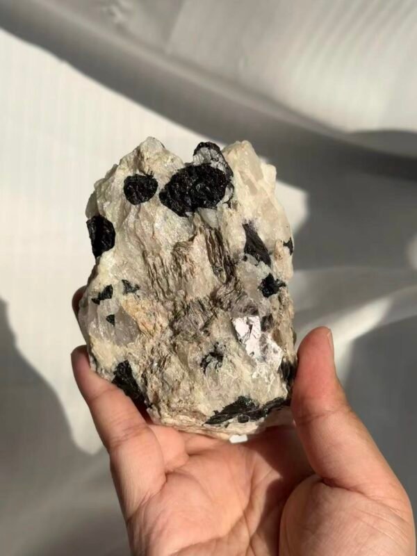 Himalayan Silver Mica, Feldspar & Black Tourmaline Crystal Cluster  16J