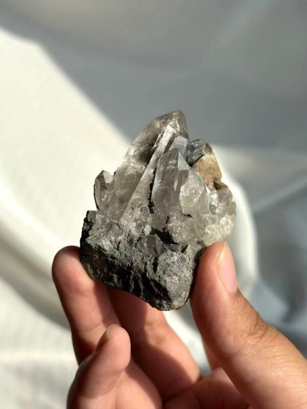 Black Iron Ore & Calcite Intergrown Himalayan Crystal Cluster  15E