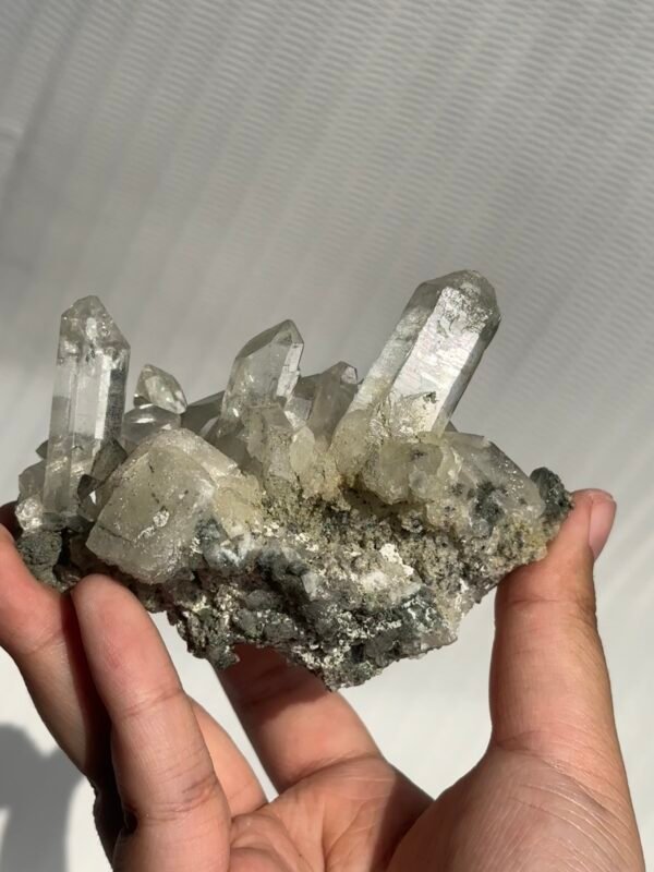 a89e2a8ff399de904123455b8eb93d3b Himalayan green mudstone calcite crystal symbiotic cluster 10B