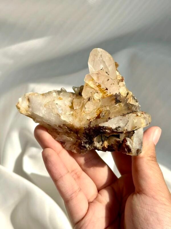 Himalayan Crystal Cluster with Epiphytic Brown Ore Rind (Tibetan Origin)  14C