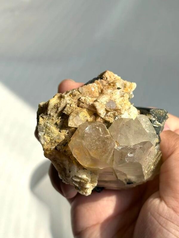 ae4eb387ca0fac853ce7887e271fc503 Himalayan Crystal Intergrown with Black Tourmaline & Albite - Medium Handheld Size 15G