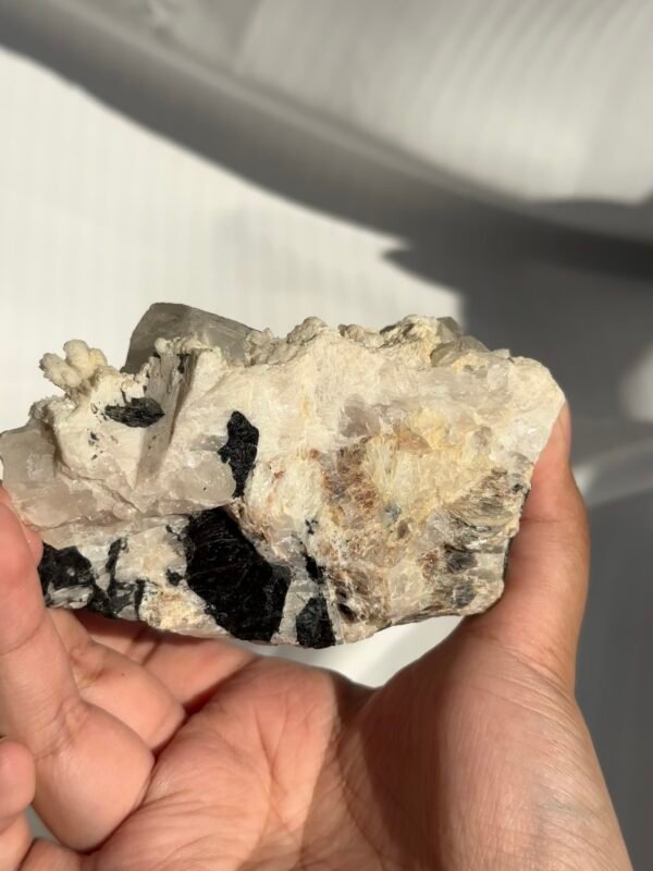 Himalayan Silver Mica, Feldspar & Black Tourmaline Crystal Cluster  16J