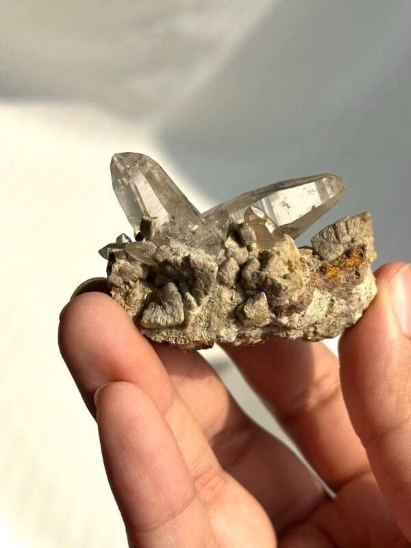 b71d4fe668596fad7e6e544ce855f5d3 Twin-Cone Himalayan Crystal Cluster with Calcite Intergrowth 15I