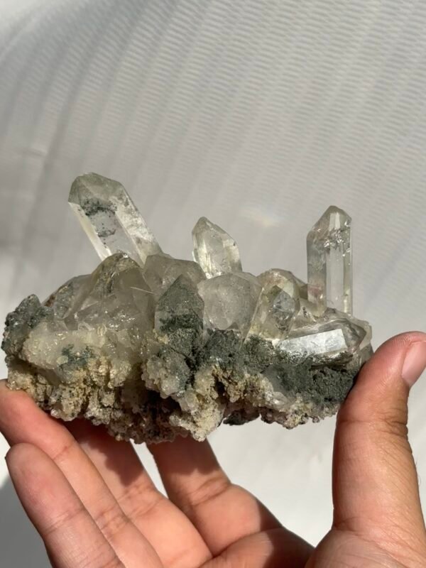 b90e7313997665dde8c6635aeaf0cce9 Himalayan green mudstone calcite crystal symbiotic cluster 10B