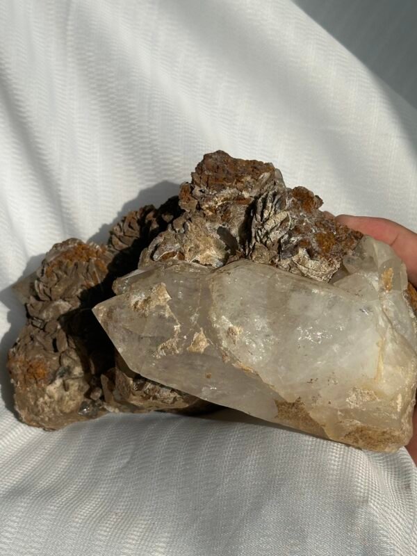 c3c08459be979ed874b522f2581ac852 Tibetan Himalayan crystal and rose calcite symbiotic ornaments 09B