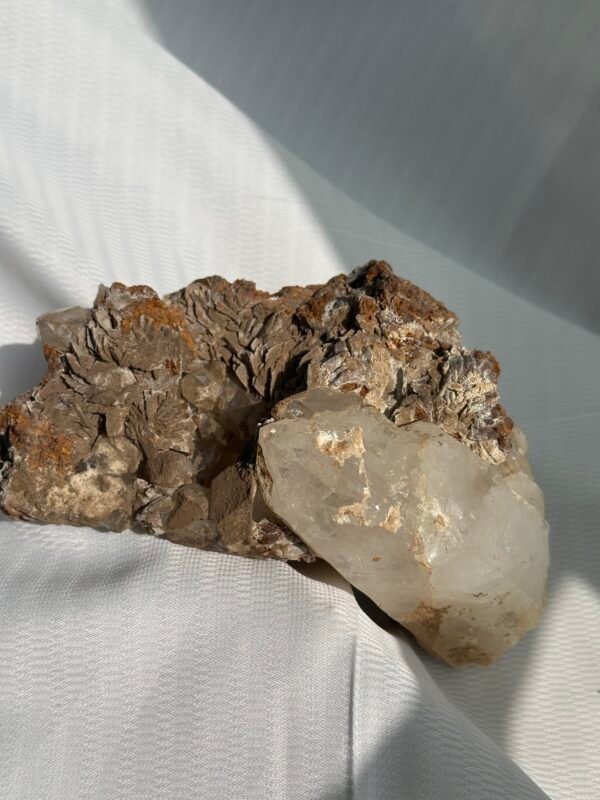 c963d2823036da048ef3a06df577d8e3 Tibetan Himalayan crystal and rose calcite symbiotic ornaments 09B