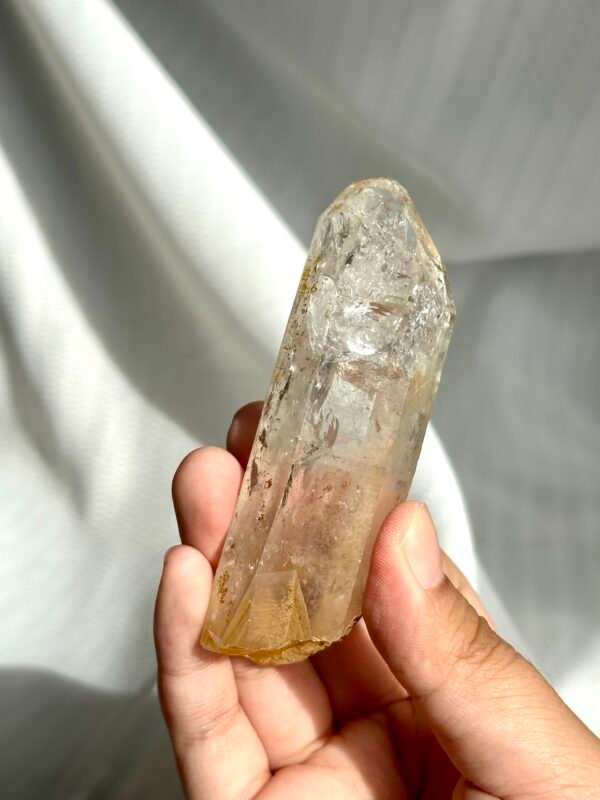 White Translucent Flashy Himalayan Crystal Palm Stone  12B