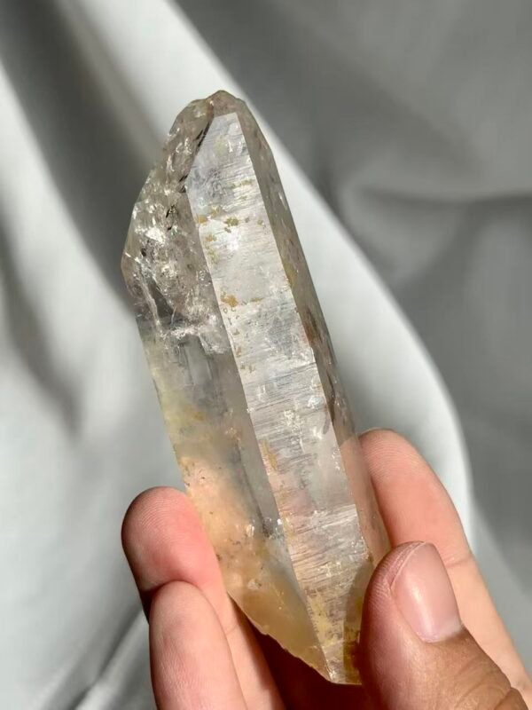 White Translucent Flashy Himalayan Crystal Palm Stone  12B