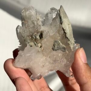 Himalayan White Crystal Cluster with Green Phantom  16I