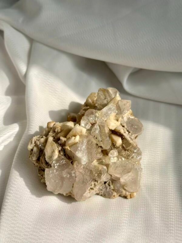 Himalayan Crystal Ornament with White Chocolate Calcite Symbiosis  13H